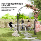 7.3ft Steel Garden Arch Trellis, Garden Arbor Trellis for Climbing Plants Roses Wisteria Vines, Flower Arch Wedding Arch Stand for Outdoor, Garden, Lawn, Backyard, Black
