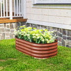 3.4' x 2' x 1' Galvanized Raised Garden Bed Kit, Metal Planter Box with Safety Edging, Brown