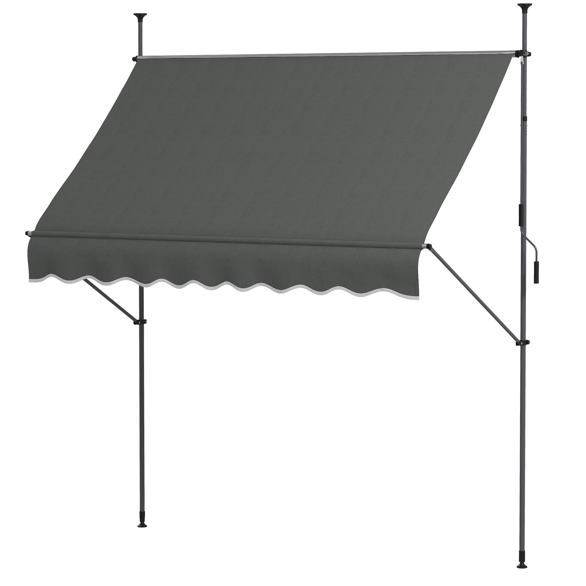 8' x 4' Manual Retractable Awning, Non-Screw Patio Awning, UV Resistant for Window or Door, Dark Gray