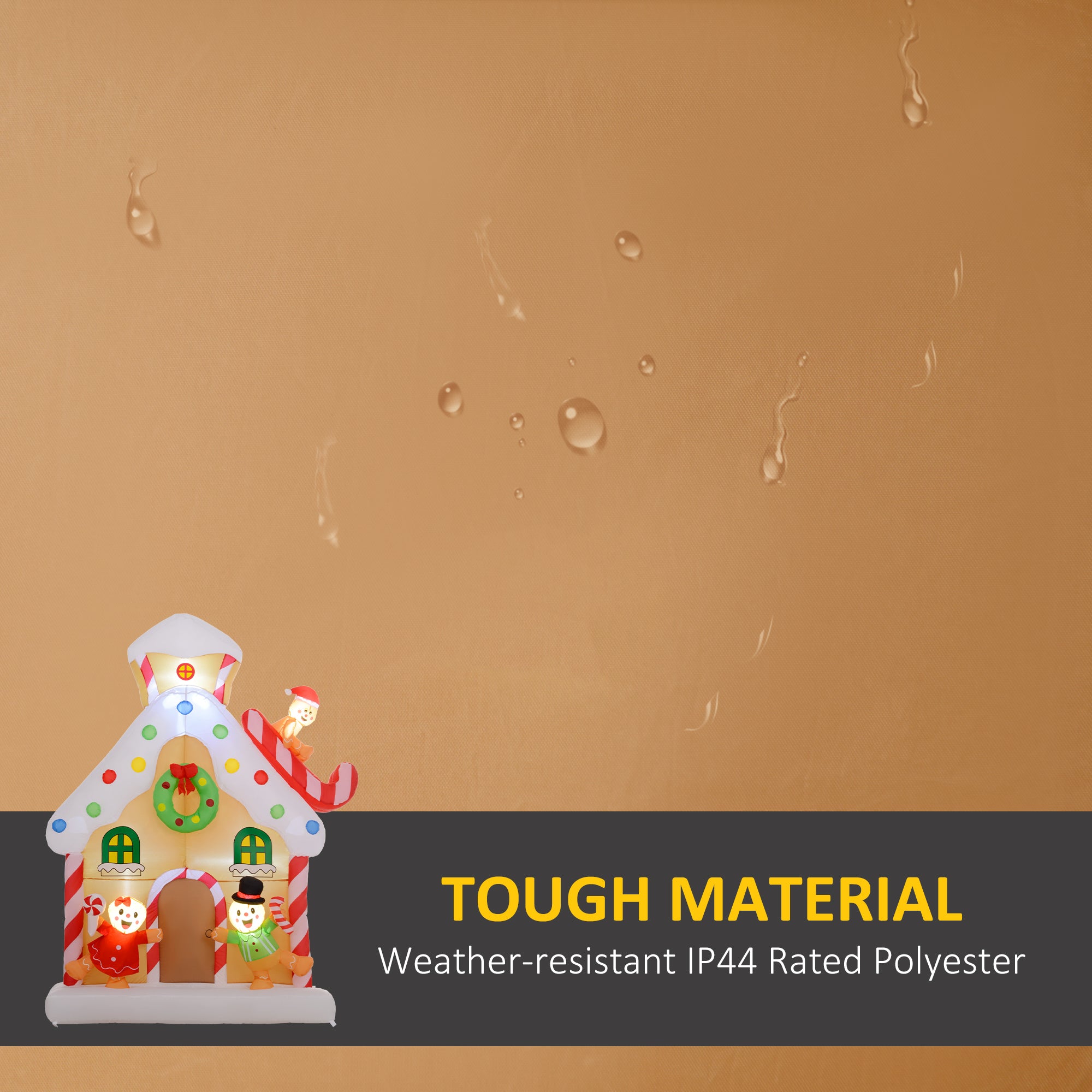 7FT Giant Inflatable Gingerbread House, Christmas Blow Up Decoration with Built-in LED Lights for Indoor, Outdoor, Yard