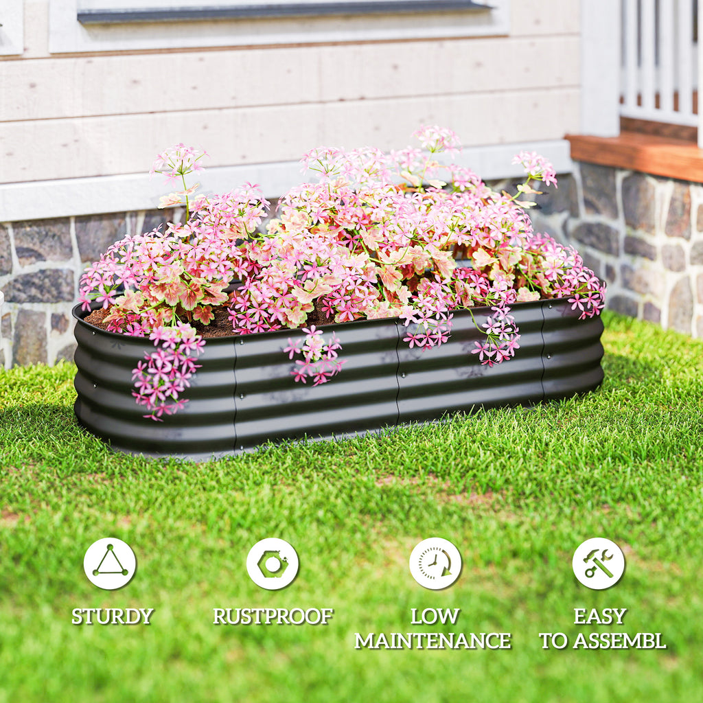 4.9' x 2' x 1' Galvanized Raised Garden Bed Kit, Metal Planter Box with Safety Edging, Dark Gray