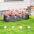 4.9' x 2' x 1' Galvanized Raised Garden Bed Kit, Metal Planter Box with Safety Edging, Dark Gray