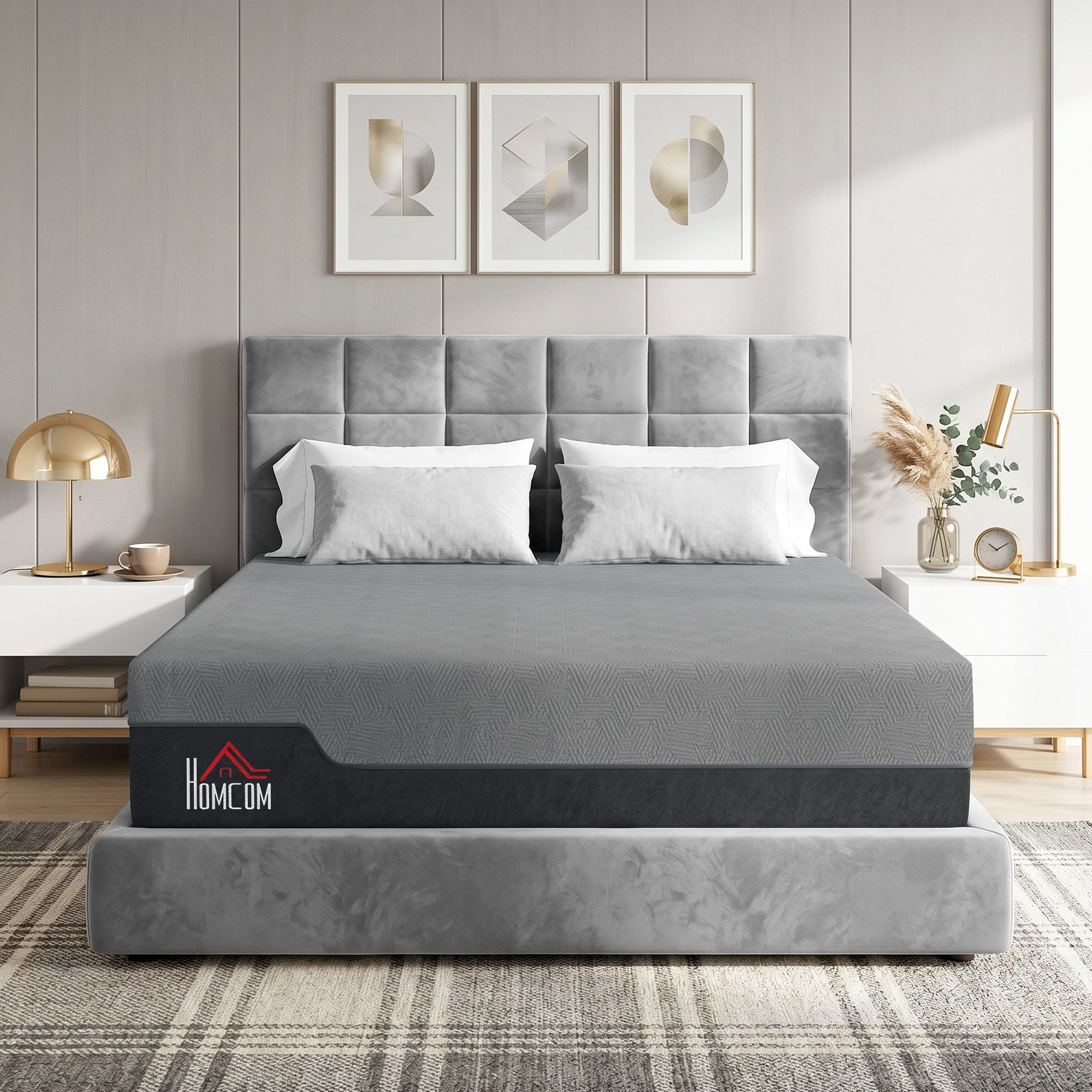 Queen Mattress, 12 Inch Memory Foam Mattress for Pressure Relief, Graphene Gel Cooling Copper Bed in a Box, Made in USA