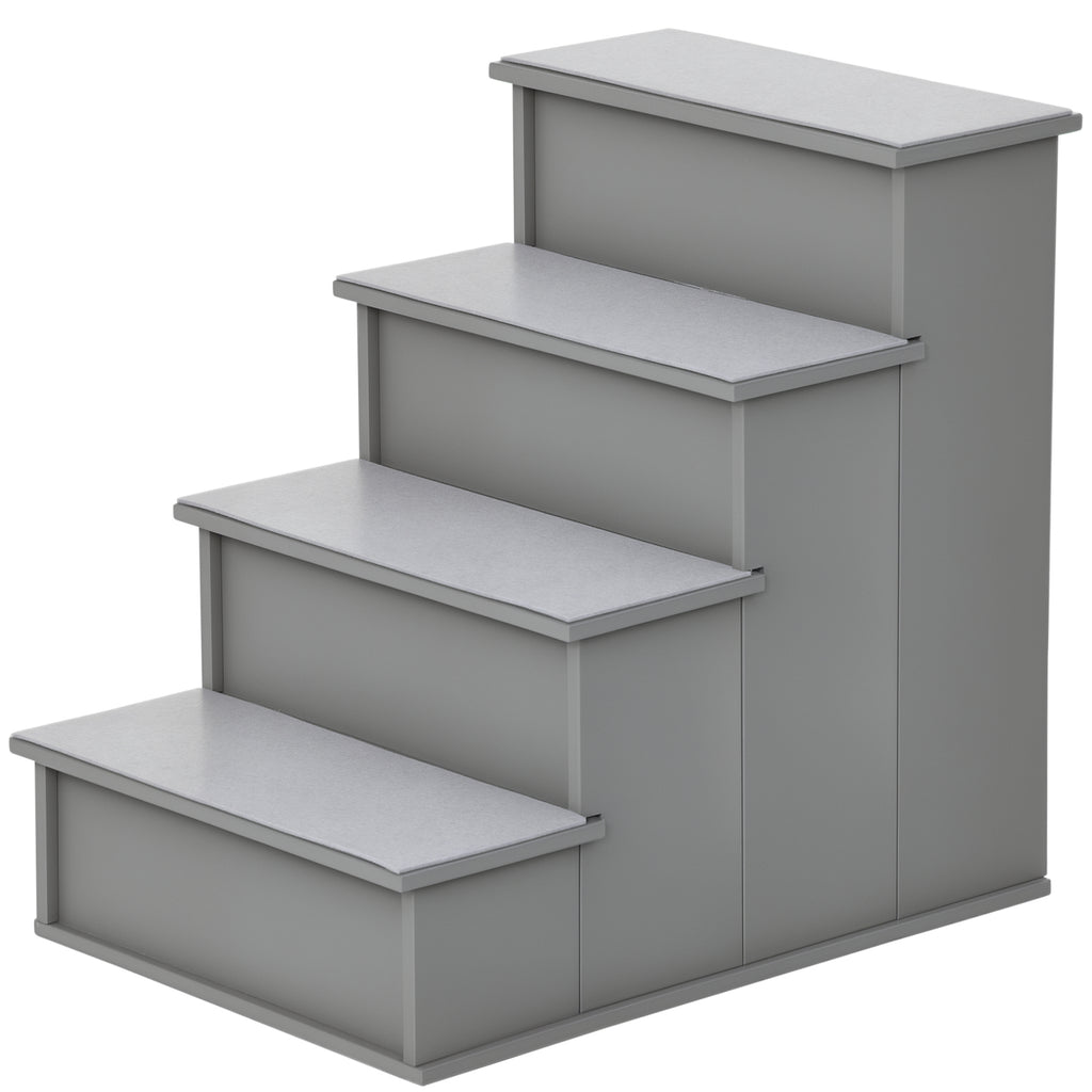 Pet Stairs, Small Dog Steps for Couch Bed with Cushioned Removable Covering, 15.75" x 23.25" x 21.25", Grey