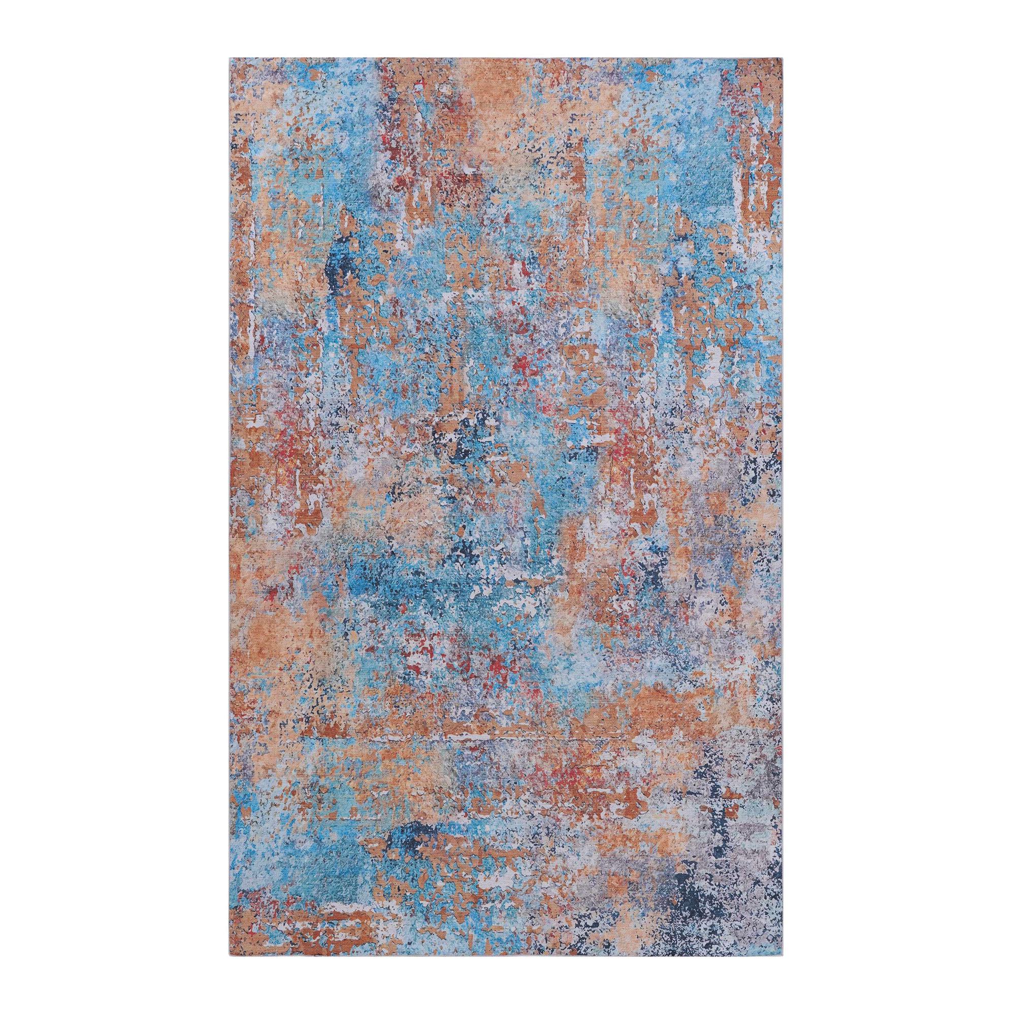 4x6 Machine Washable Non-Shedding Area Rug with Low-Pile, Carpet for Living Room, Dining Room, 48" L x 72" W x 0.15" H, Multicolor
