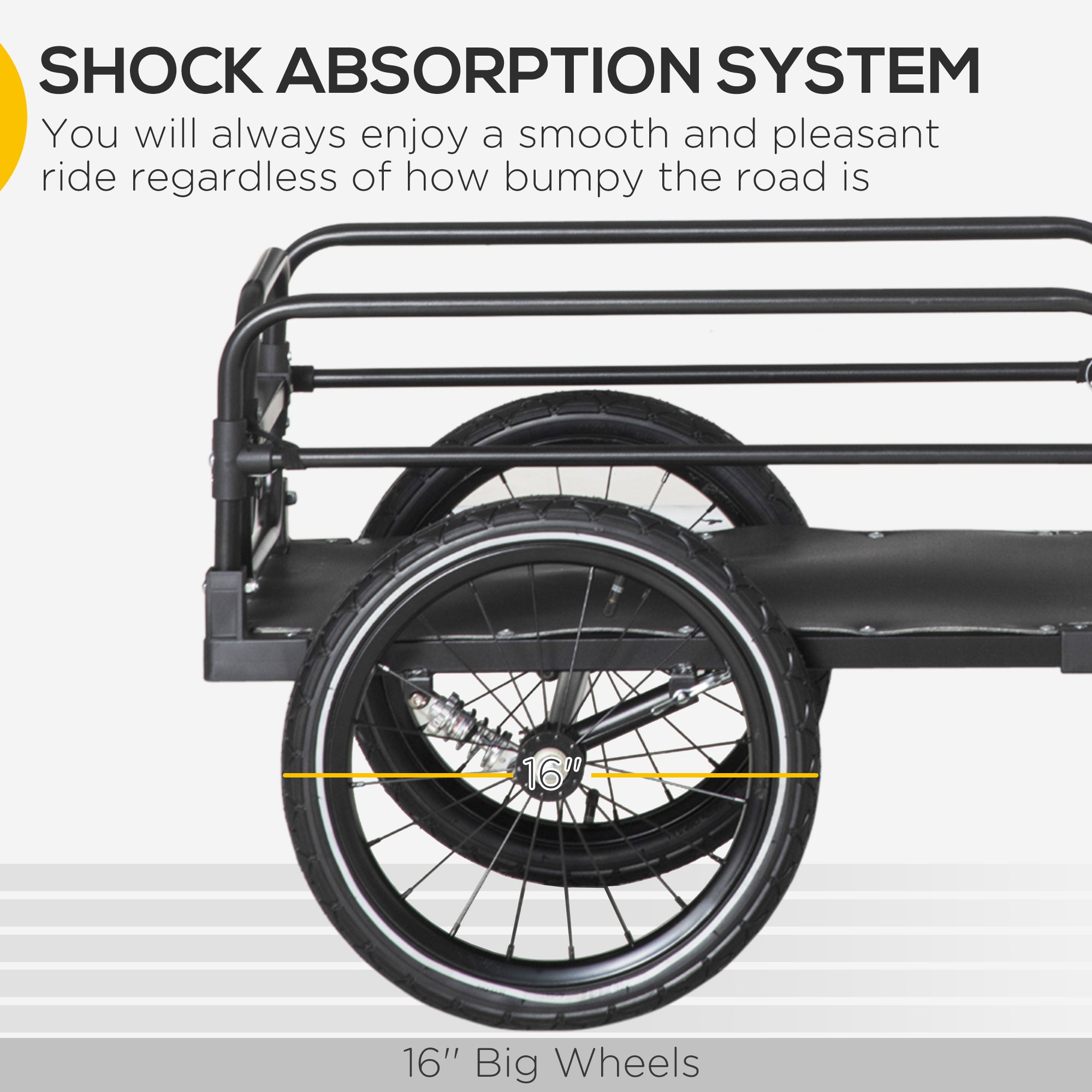 Bike Cargo Trailer Bike Wagon Bicycle Trailer with Suspension, Triple Safety Features, 16'' Wheels, 88 lbs Max Load