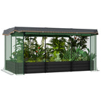 Galvanized Steel Planter Box with Crop Cage and Shade Cloth, Raised Garden Bed for Flowers, Veggies and Herbs, Gray