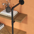 4-Tier Industrial Pipe Shelves Floating Wall Mounted Bookshelf, Metal Frame Display Rack, Rustic Brown