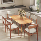 Pine Wood Dining Table for 6, 59" Rustic Rectangular Kitchen Table with Large Tabletop for Dining Room, Natural