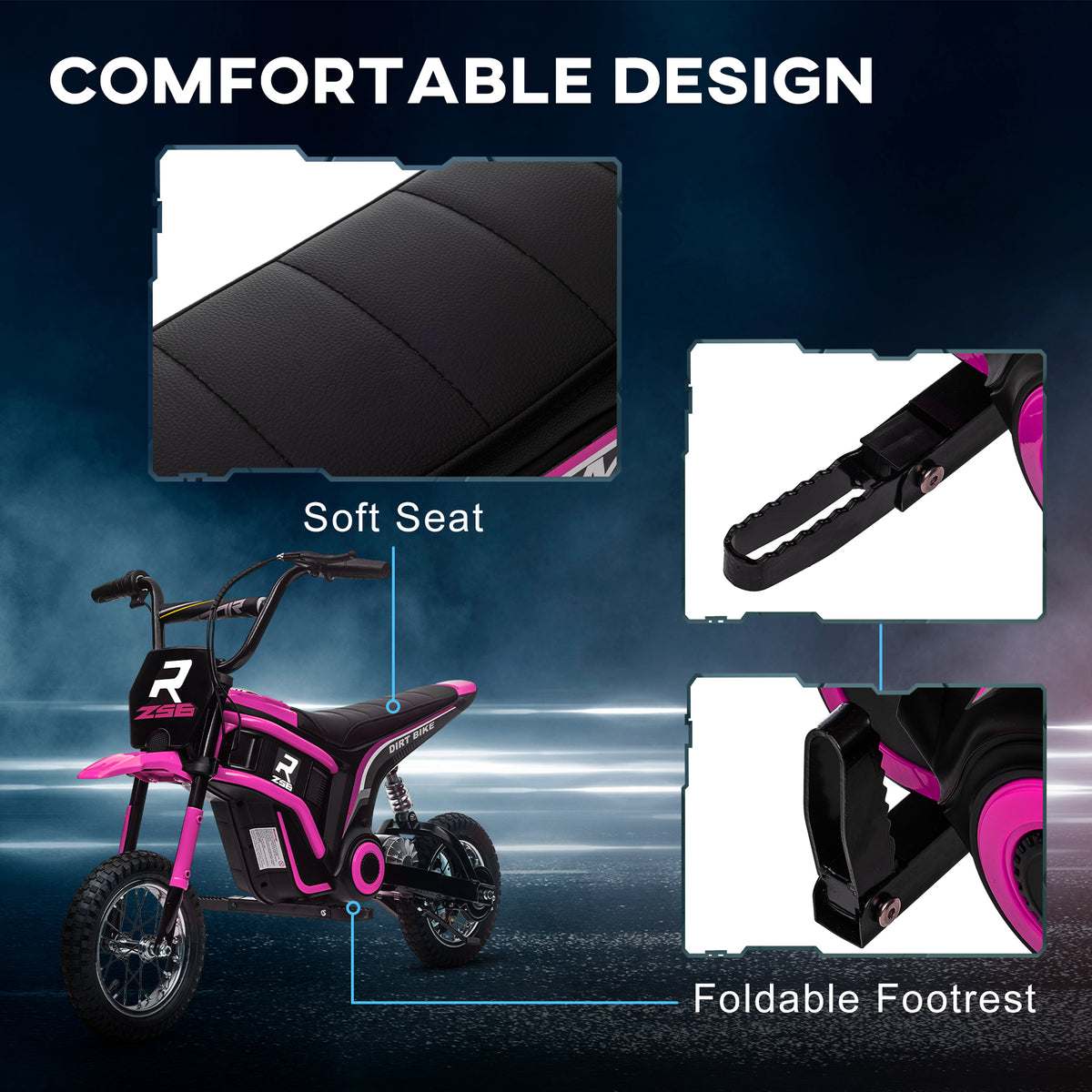 24V 350W Electric Dirt Bike Up to 15 MPH w/ Twist Grip Throttle, Pink
