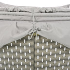 Round Rattan Patio Daybed with Retractable Canopy and Table, Versatile Sunbed with Separate Garden Seating, 66.5" L x 65" W x 53.5" H, Gray