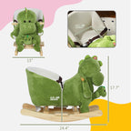 Rocking Horse, Ride on Dinosaur w/ Seat Belt, 32 Songs & Hand Puppet for 18-36 Months, Green