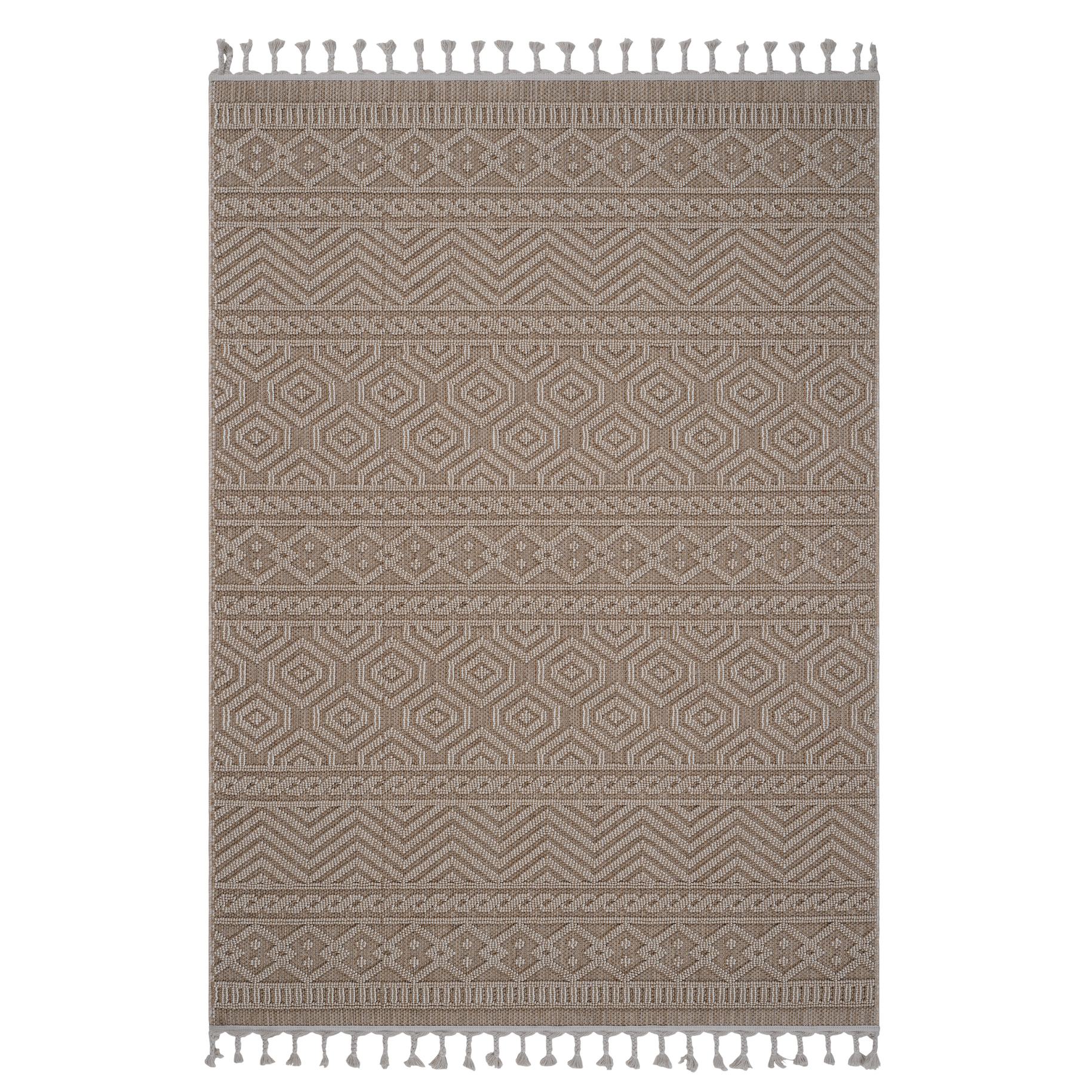 Naar 4x6 Geometric Indoor Outdoor Stain-Resistant Area Rug with Medium Pile Height, Kid and Pet-Friendly Carpet, 74" L x 48" W x 0.3" H, Mocha