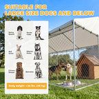 Heavy Duty Outdoor Dog Kennel with Waterproof Roof, 2 Secure Latches, Chain Link Dog Run for Backyard, 20' x 15' x 8'