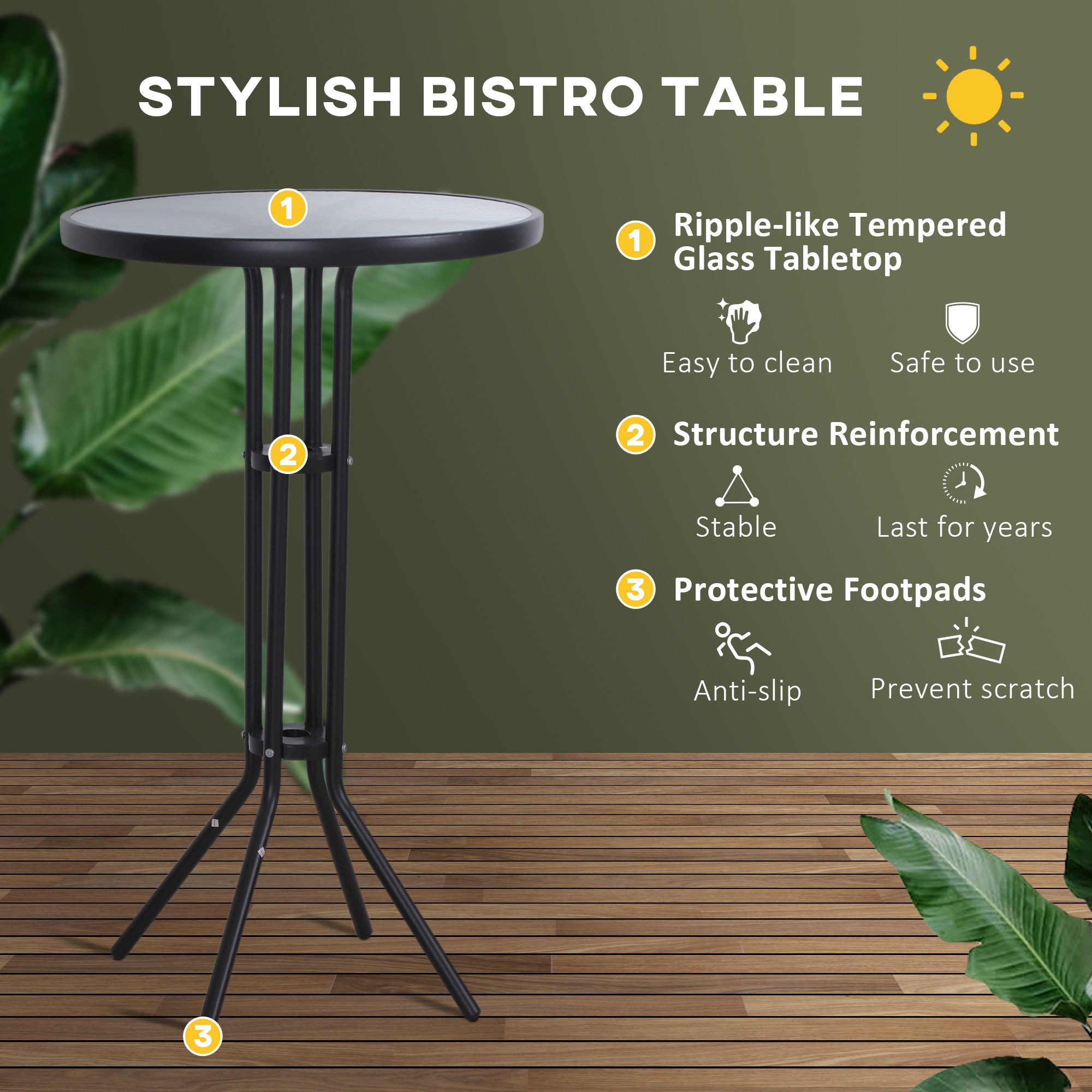 3 Piece Bar Height Outdoor Bistro Set for 2, Tan