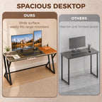 55 Inch Computer Desk, Industrial Writing Desk with Z-Shaped Metal Leg, Study Table for Home Office, Rustic Brown