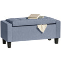 Storage Ottoman, Storage Bench with Wooden Legs, Tufted Armrests for Entryway, Living Room, Bedroom, 36.6", Dark Gray