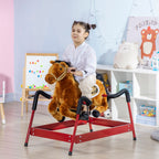 Kids Spring Rocking Horse, Ride on Horse for Girls and Boys with Sounds, Plush Animal Ride-on Toy with Soft Feel, Interactive Toy for Kids, Light Brown