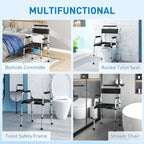Bedside Commode Chair for Seniors, Adults, Handicap, Raised Toilet Seat with Arm, Adjustable Height, 331 lbs, Black
