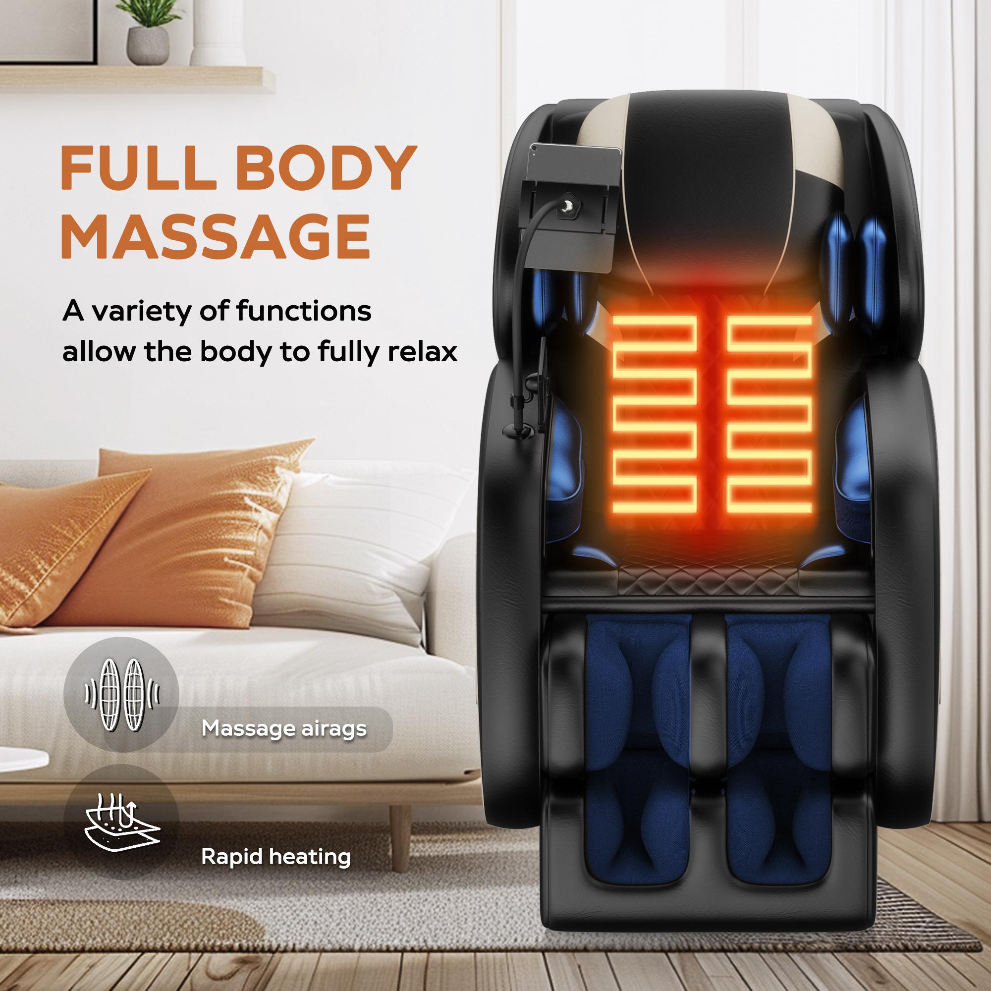 Massage Chair Recliner with Zero Gravity, Full Body Air Pressure, Lumbar and Leg Heating, Bluetooth Audio, 51.5" L x 28.5" W x 39" H, Brown