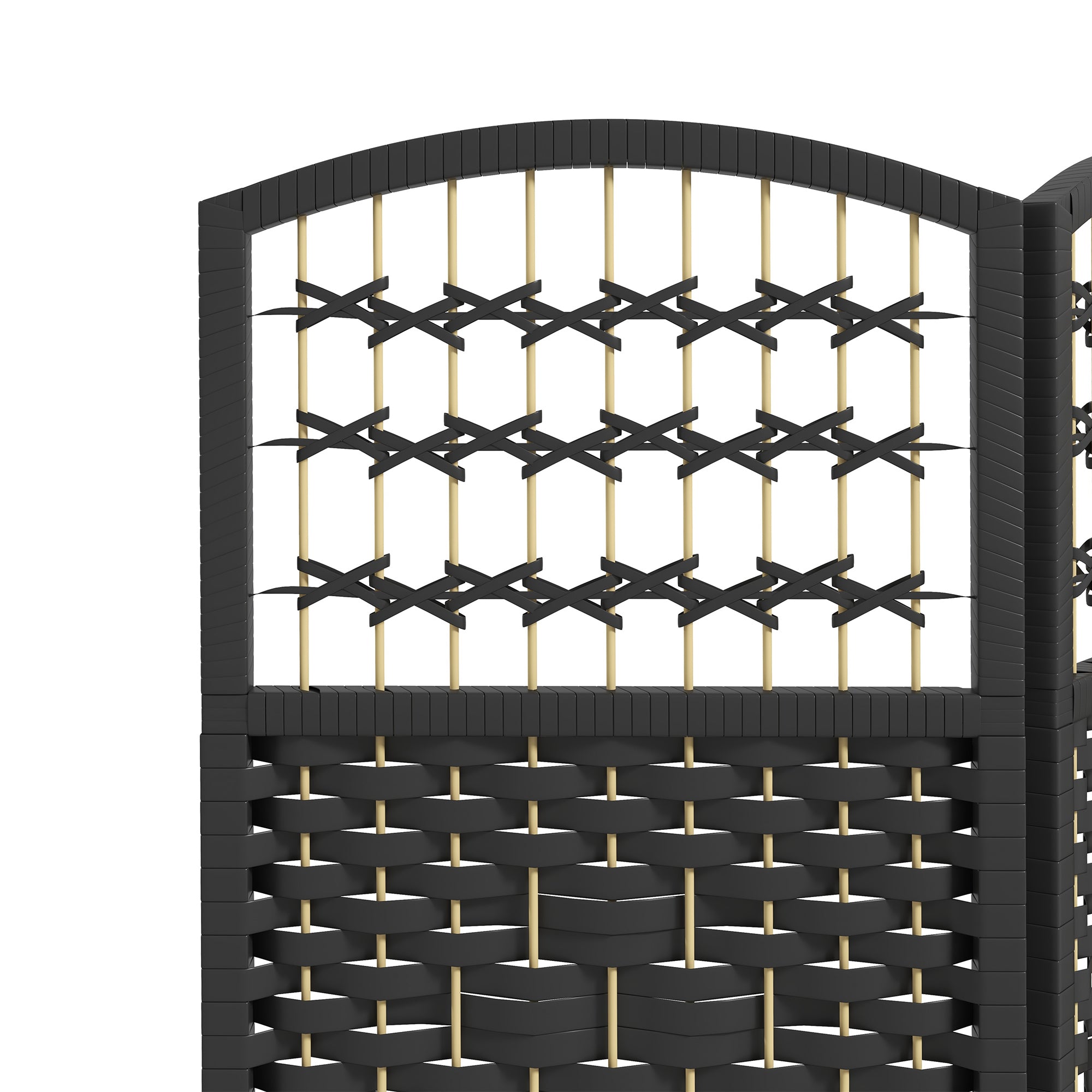 6 Panel Folding Room Divider Portable Privacy Screen Wave Fiber Room Partition for Home Office Black