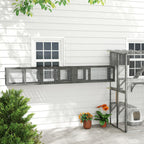 Wooden 98" Cat Tunnel for Outdoor with Combinable Design, 8 Doors, Dark Gray