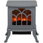 Electric Fireplace Heater, Freestanding Fireplace Stove with Realistic Logs and Flame Effect, 750W/1500W, Gray