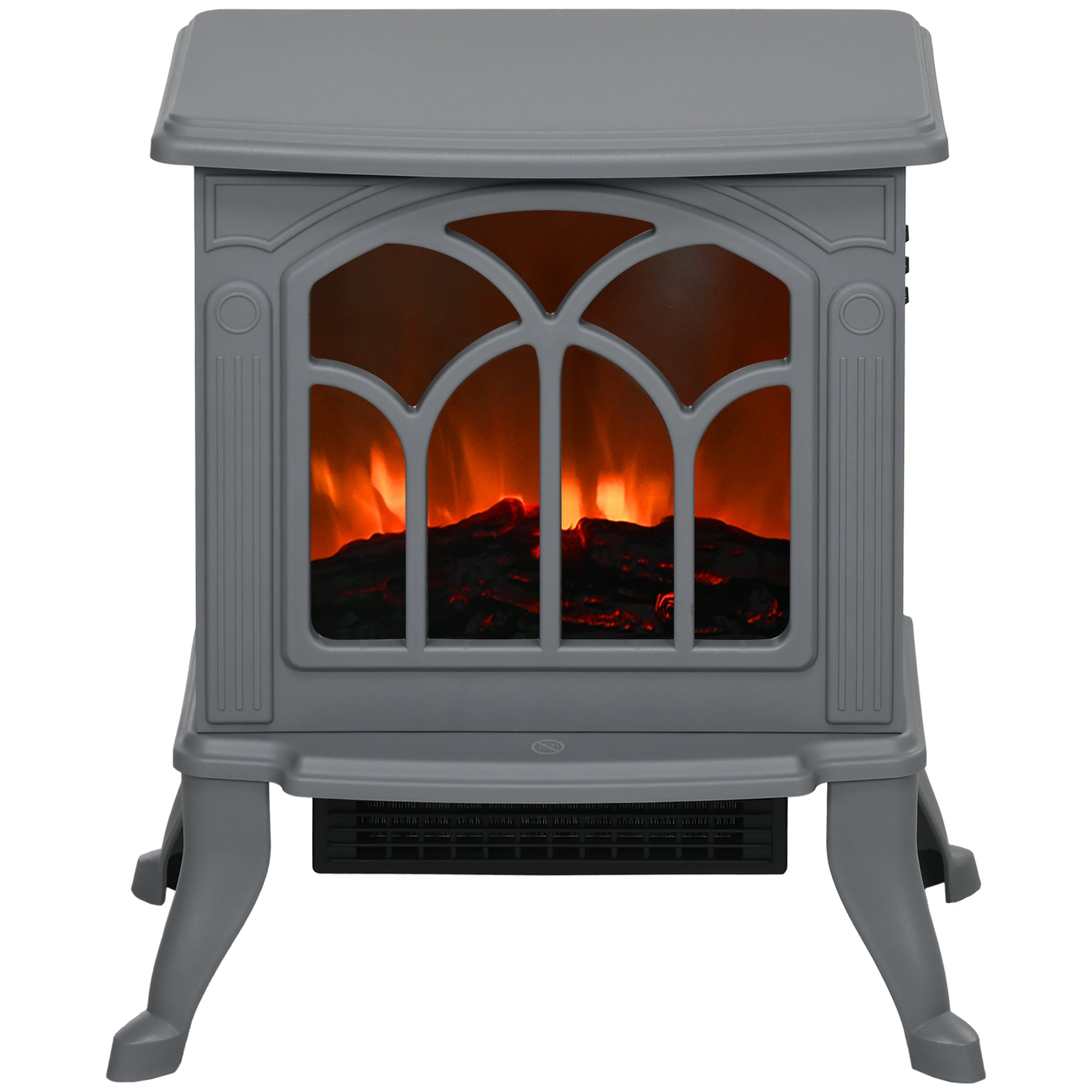 Electric Fireplace Heater, Freestanding Fireplace Stove with Realistic Logs and Flame Effect, 750W/1500W, Gray