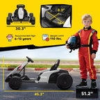 24V Electric Go Kart with Dual 150W Motors, Adjustable Seat & 11.2MPH High Speed, Slow Start, 5-Point Harness, White