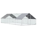 Large Chicken Coop Metal Chicken Run with Waterproof and Anti-UV Cover, Spire Shaped Walk in Fence Cage Hen House for Outdoor and Yard Farm Use, 1" Tube Diameter, 9.8' x 26.2' x 6.6'