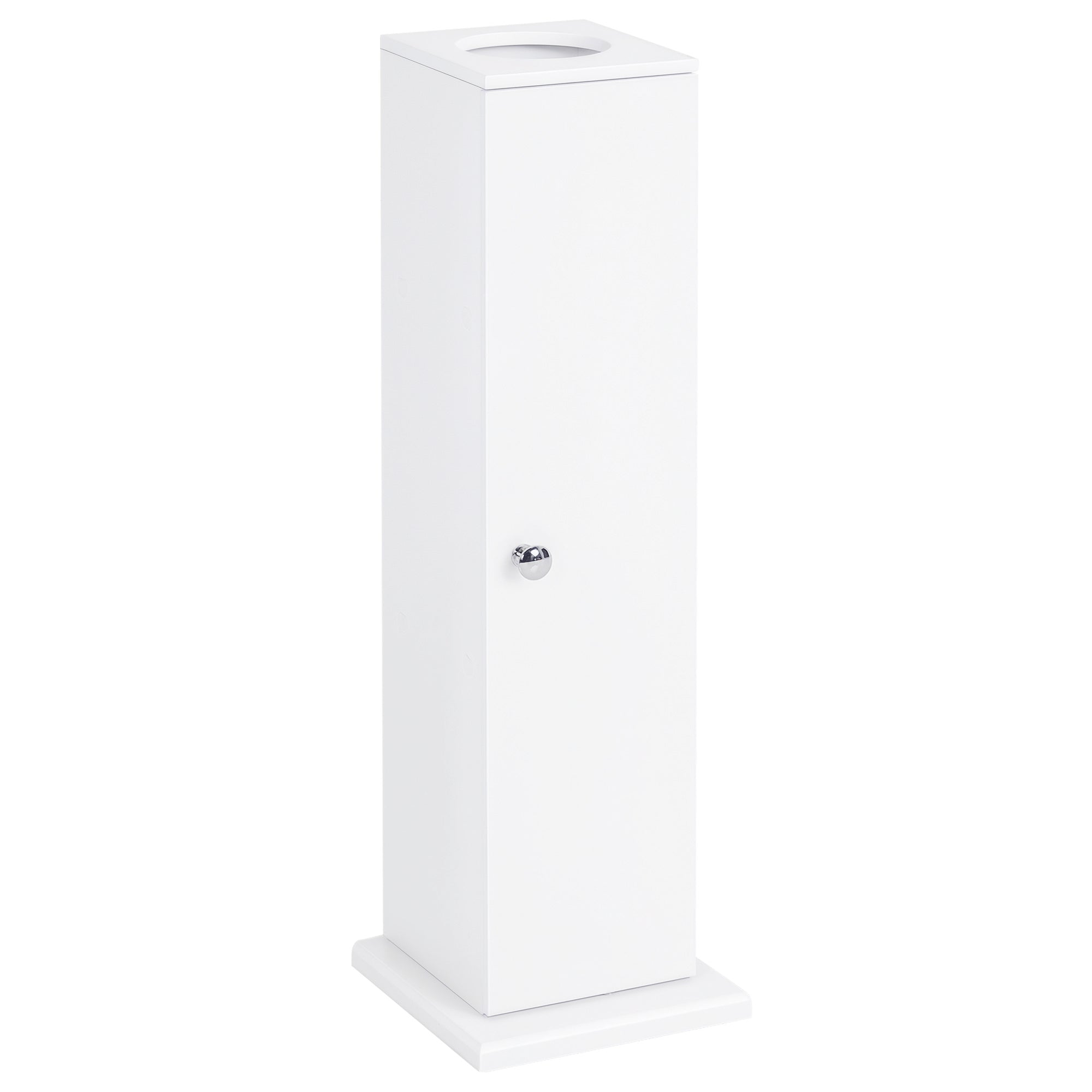 Small Toilet Paper Cabinet, Bathroom Corner Cabinet with Doors and Shelves for Paper Shampoo, White