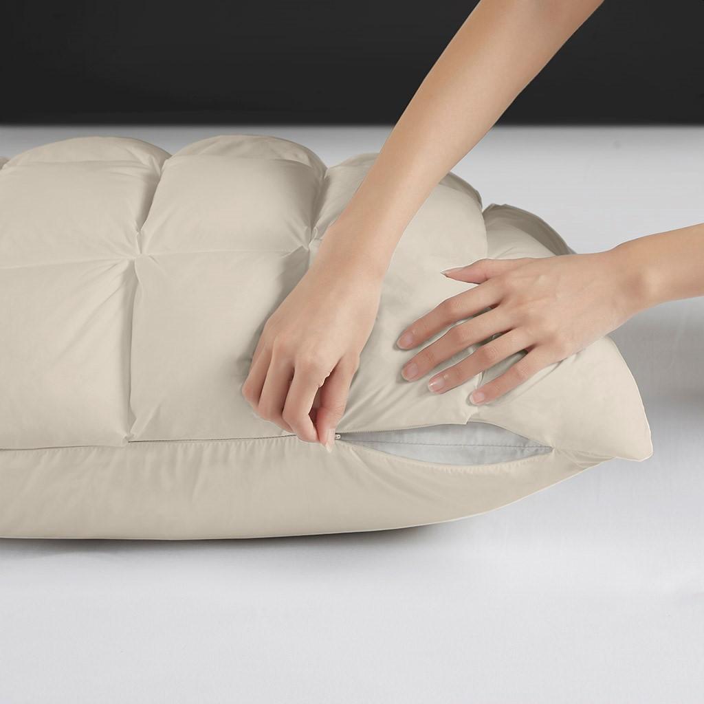 Luxuriously Soft Standard Overfilled Pillow Protector with 100% Polyester Microfiber, Zipper Closure, 3D Puff Stitching, 28" L x 20" W x 0.13" H, Beige