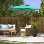 6.5' x 10' Rectangular Market Umbrella, Patio Outdoor Table Umbrella with Crank and Push Button Tilt, Teal