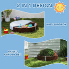 47" Round Kids Sandbox with Cover, 3 Seats, Waterproof Bottom Liner, for Backyard, Lawn, Garden, Beach, Patio, Brown