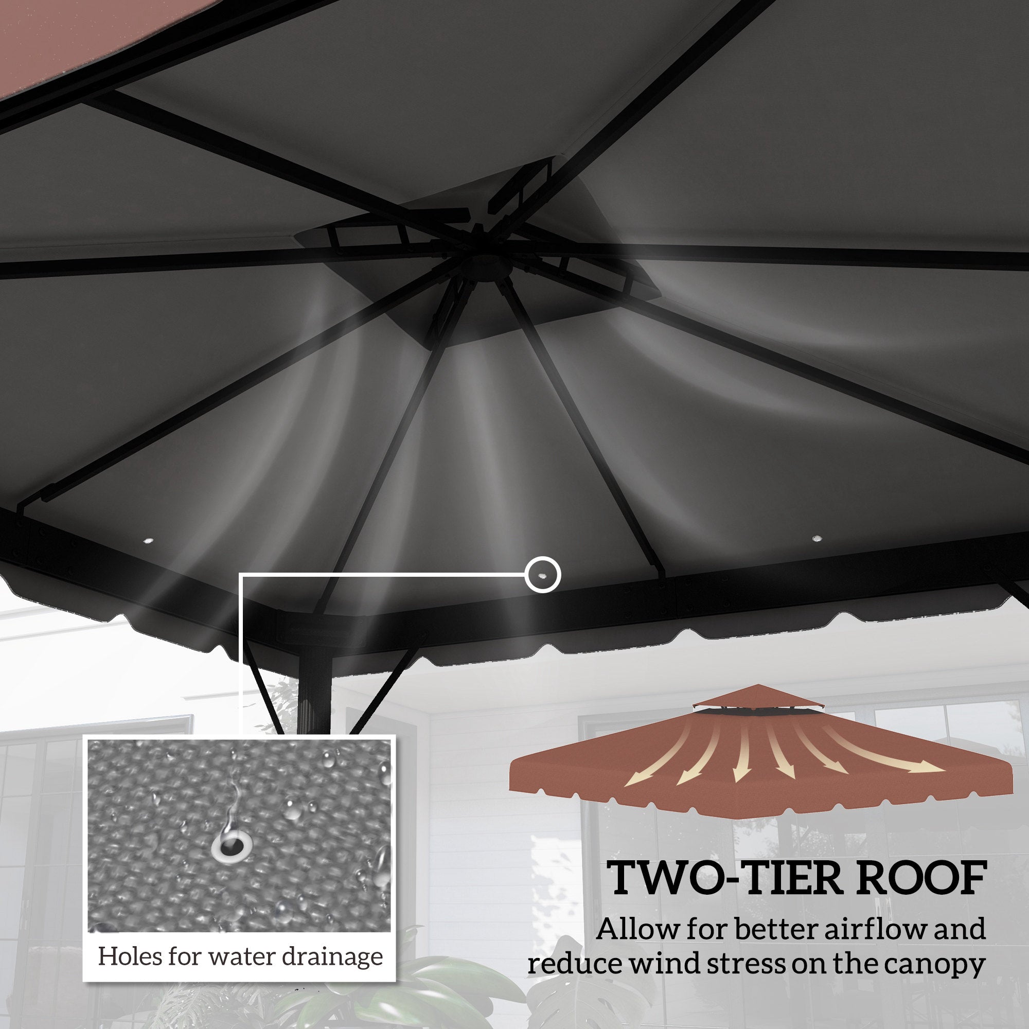 Model 84C-051 or 84C-269 10' x 10' Gazebo Replacement Canopy, Coffee