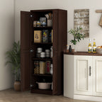 63" 2-Door Kitchen Pantry, Freestanding Cabinet with 2 Adjustable Shelves for Dining Room, Cinnamon Cherry Wood Grain