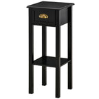 2-Tier Side Table with Drawer Shelf, End Table for Living Room Hallway, Black