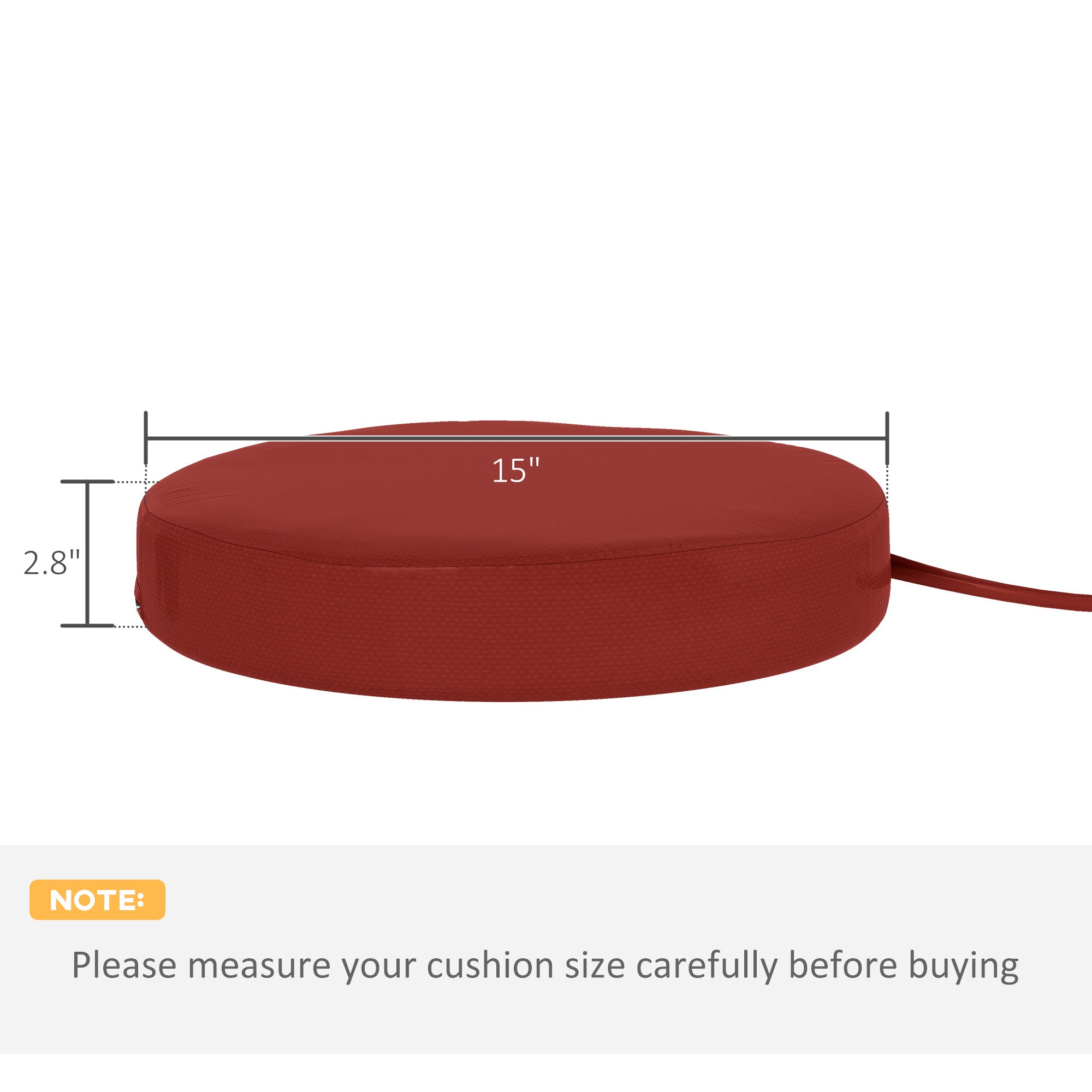 Patio Chair Cushions Set of 4 Round Seat Cushions for Dining Bistro Chairs Machine Washable, 15" x 15" x 3", Wine Red