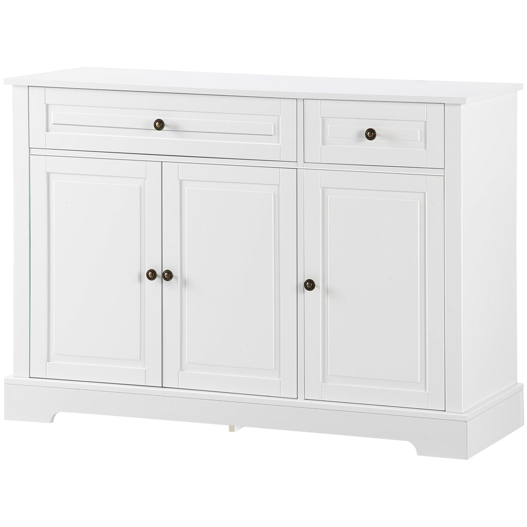 Sideboard Buffet Cabinet, Modern Accent Cabinet with 2 Drawers and Adjustable Shelves, Entryway Cabinet, White