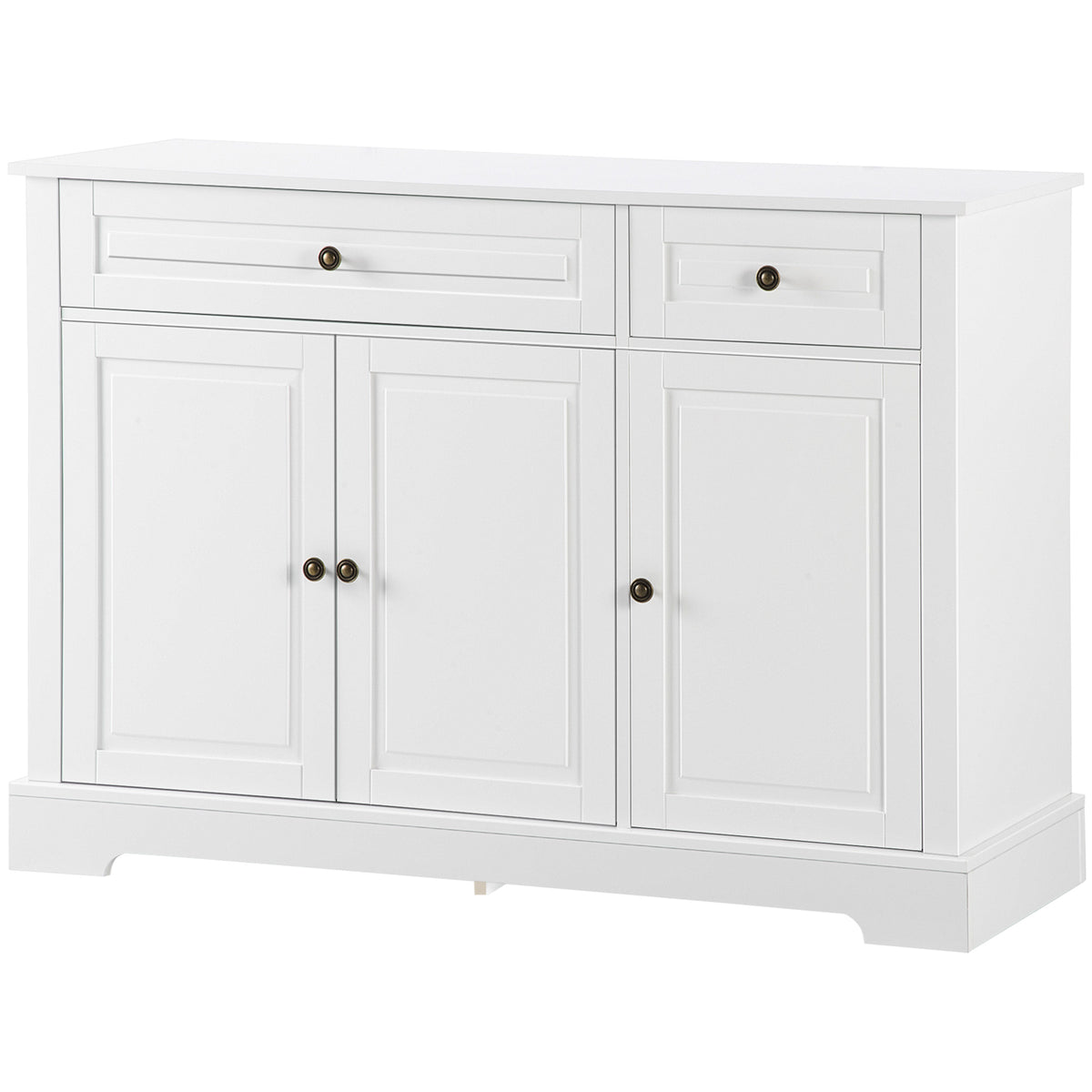 Sideboard Buffet Cabinet, Modern Accent Cabinet with 2 Drawers and Adjustable Shelves, Entryway Cabinet, White