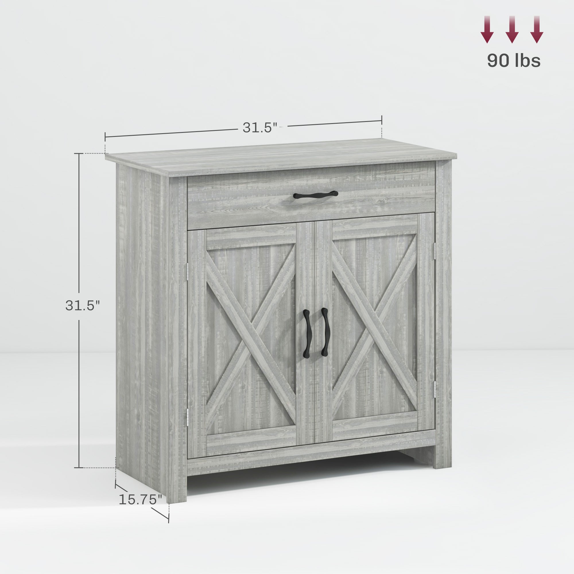 Farmhouse Sideboard Cabinet with Barn Doors Kitchen Buffet Cabinet with Drawer and Adjustable Shelf Stone Gray
