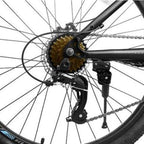 26" Mountain Bike with 21-Speed High-Carbon Steel Frame, Dual Disc Brakes, Adjustable Seatpost, 67" L x 26.5" W x 38.5" H, Black+Gray