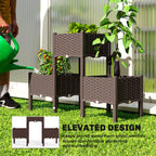 Plastic Raised Garden Bed with Legs, Self Watering Elevated Planter Boxes with Drainage Holes and Plugs, Easy Assembly