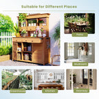 Tall Potting Bench with 3 Shelves, 6 Drawers, Hutch and Cabinet, Wood Garden Workstation for Patio, 50'' L x 20.5'' W x 65.5'' H, Natural