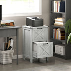 Vertical File Cabinet with 2 Drawers, Rustic Farmhouse Office Storage Cabinet for A4, Letter Size, Distressed Light Gray