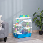 23" 5-Tier Hamster Cage with Wheel and Water Bottle, Blue