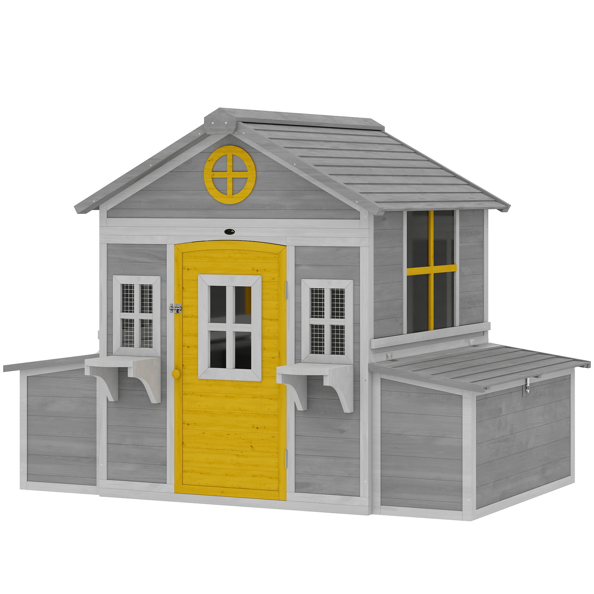 Wooden Chicken Coop, Hen House for 2-4 Hens, Outdoor Playhouse Poultry Cage with Nesting Boxes, Waterproof Roof, Windows