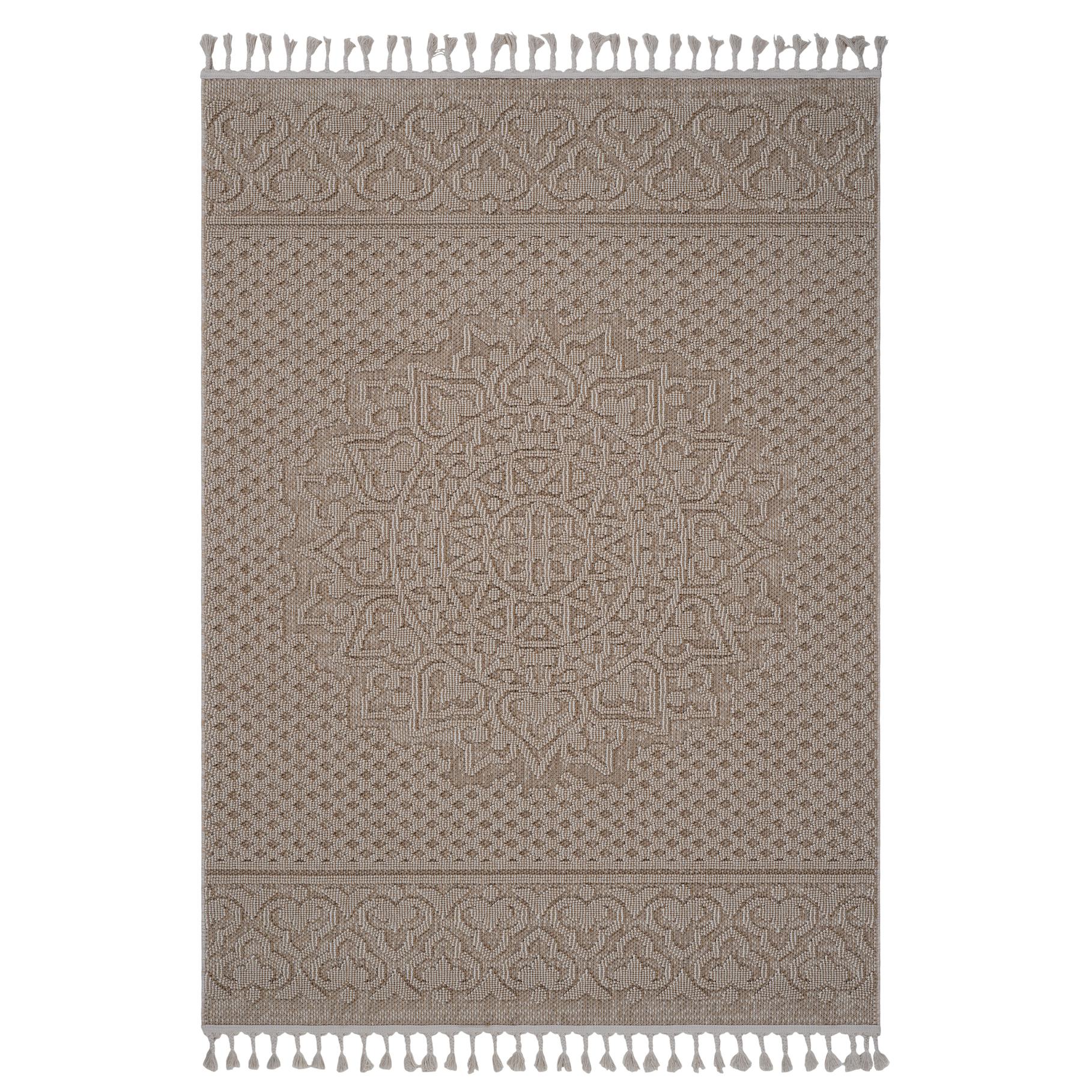 Naar 8x10 Indoor Outdoor Stain-Resistant Area Rug with Medium Pile Height, Kid and Pet-Friendly Carpet, 120" L x 93" W x 0.3" H, Beige