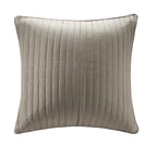 Embroidered Cotton Quilted Euro Sham with Hidden Zipper, Machine Washable Farmhouse Style Pillow Cover, 26" L x 26" W x 0.25" H, Taupe