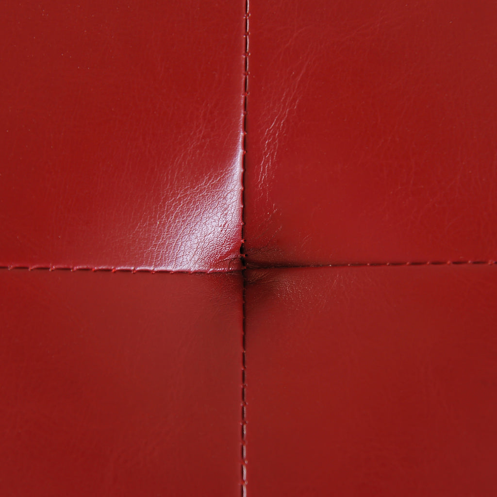 50.5" Faux Leather Rectangular Tufted Storage Ottoman, Bright Red